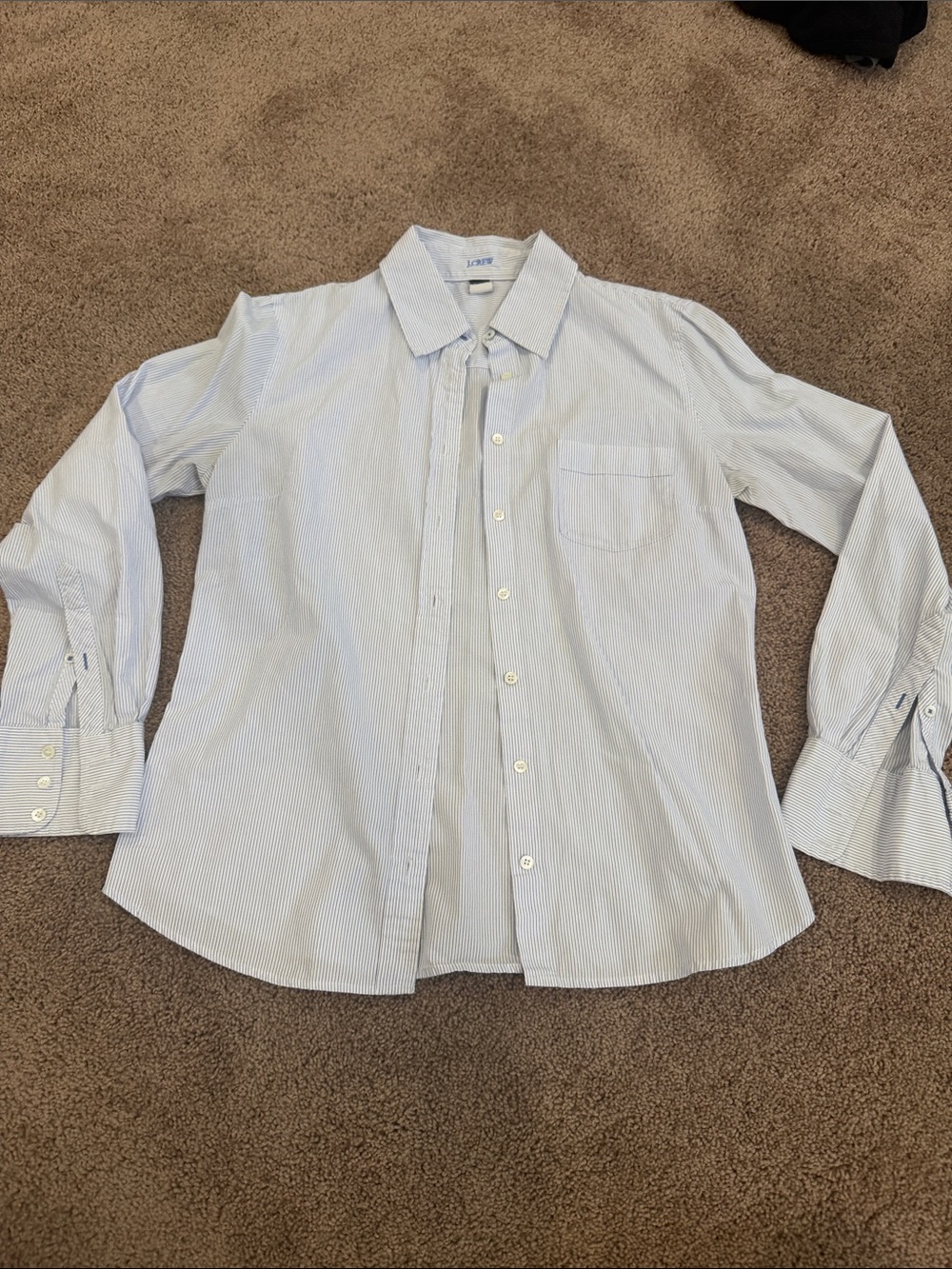 J. Crew Light Blue and White Striped Button-Down Shirt